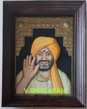 Portrait of Guruji. 3D Thanjavur painting with framing