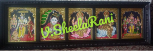 Panel Work - Ramar, Krishna, Ganesha, Saraswati, Murugan Valli Deivani